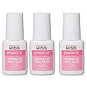 KISS PowerFlex Ultra-Hold Super Strength Instant Bond Flex Formula Brush-On Nail Glue, Application of Artificial Nails & Natural Nail Repair - 3-Pack