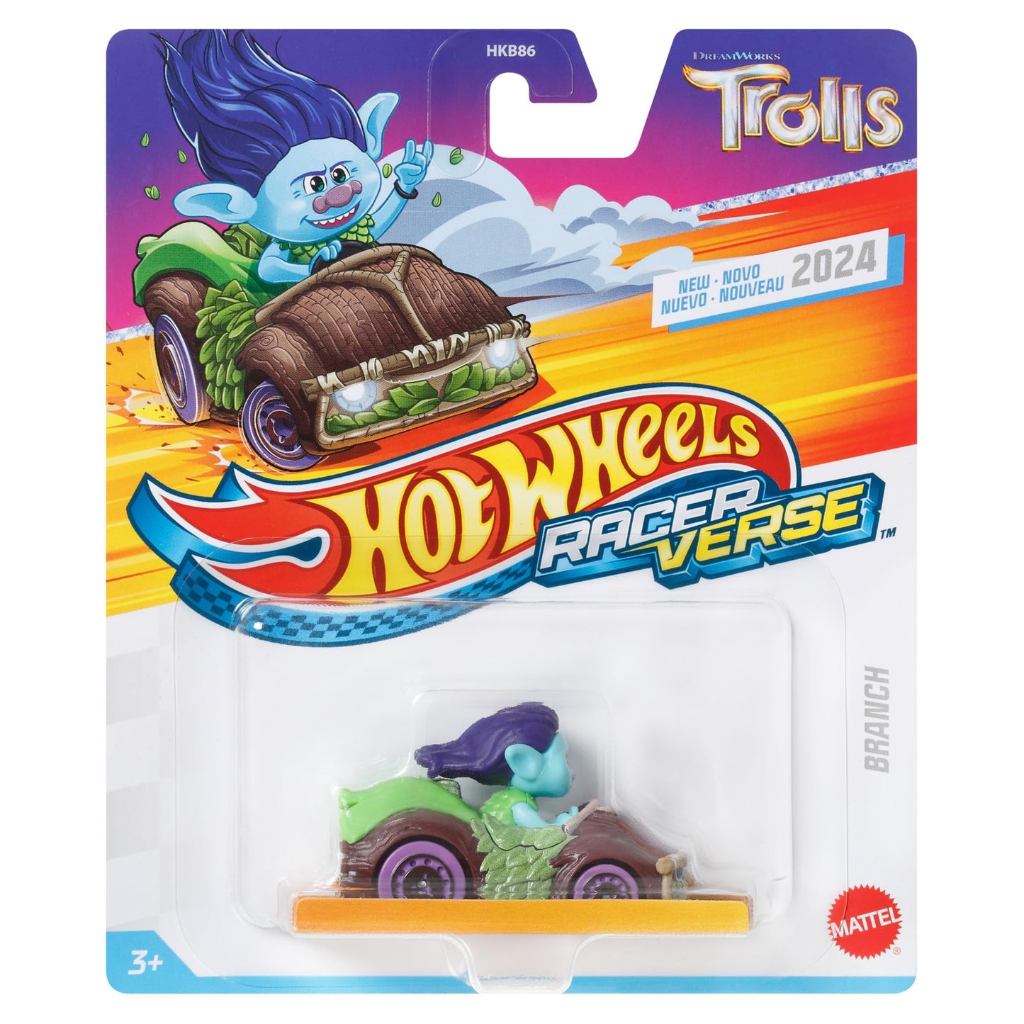 Hot Wheels RacerVerse Trolls Branch 1:64 Scale Toy Car Optimized Track