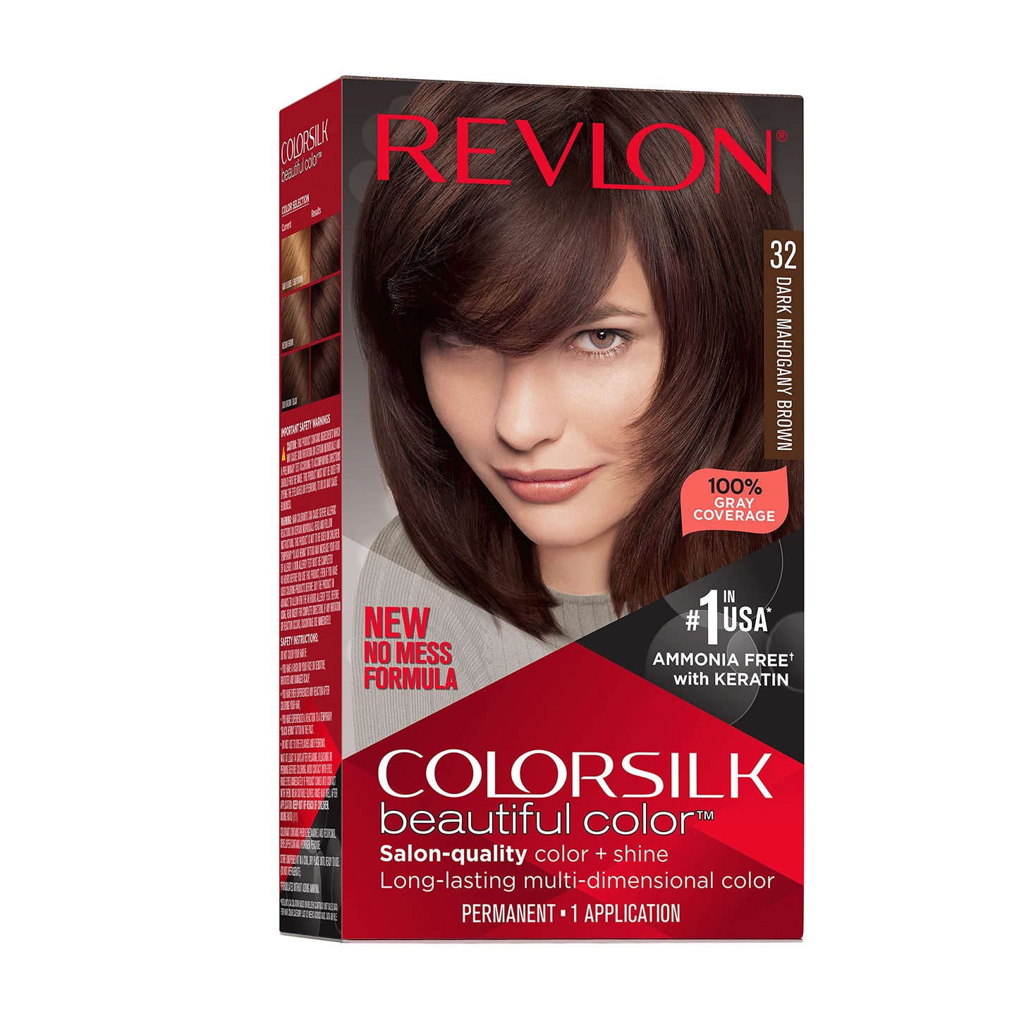 Revlon Colorsilk Beautiful Color Permanent Hair Color, Long-Lasting High-Definition Color, Shine & Silky Softness with 100% Gray Coverage, Ammonia