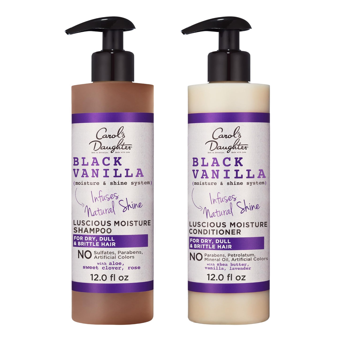 Carol's Daughter Black Vanilla Sulfate Free Shampoo and Conditioner Set for Curly, Wavy or Natural Hair, Moisturizing Hair Care for Dry, Damaged Split