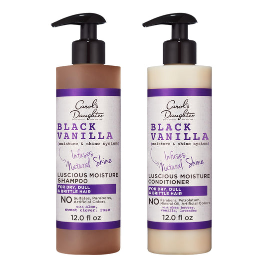 Carol's Daughter Black Vanilla Sulfate Free Shampoo and Conditioner Set for Curly, Wavy or Natural Hair, Moisturizing Hair Care for Dry, Damaged Split
