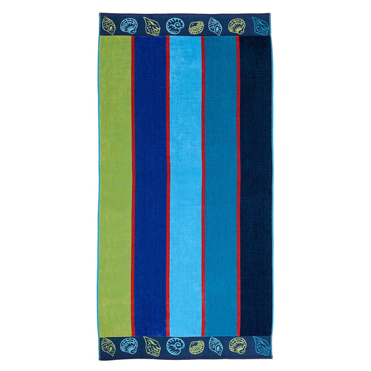 Superior 100% Cotton Luxury Beach Towels - Oversized Beach Towel, Swim Towel, Seashell Stripe (34" x 64")