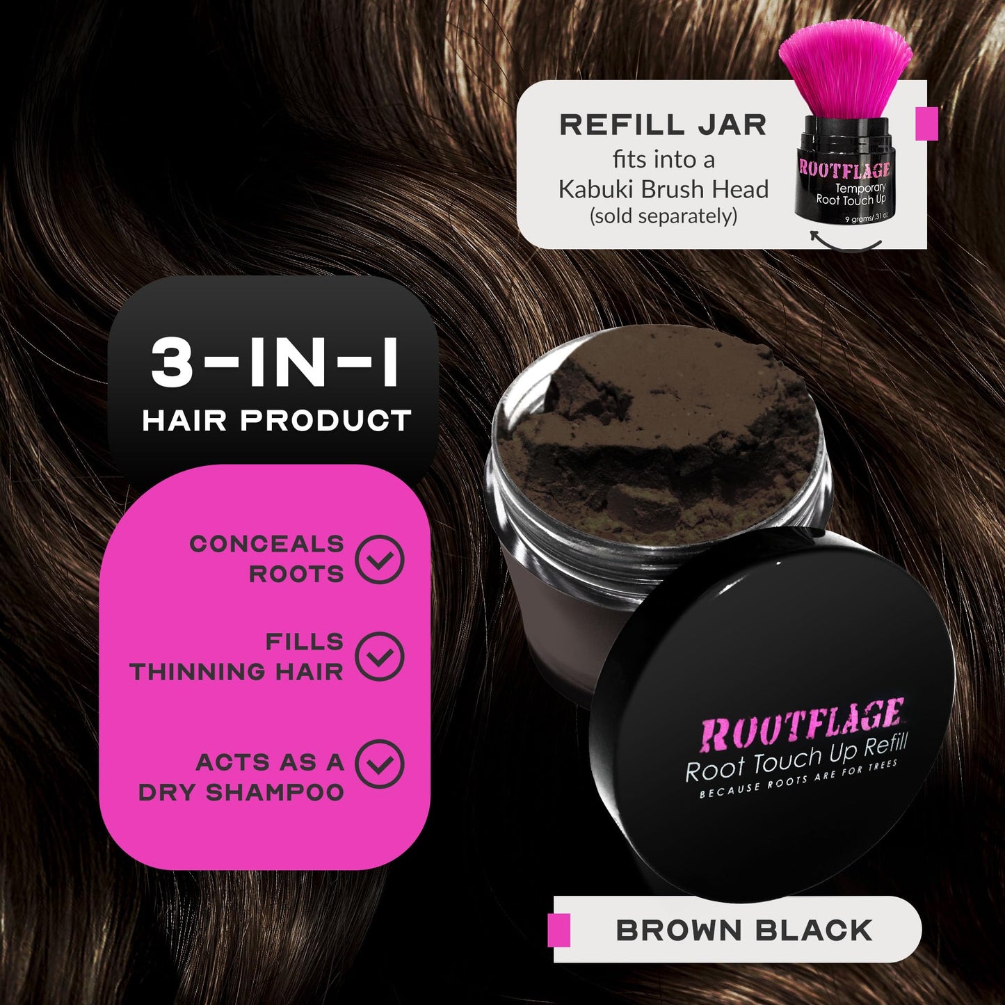 Rootflage Temporary Root Touch Up Refill (08 Brown/Black)