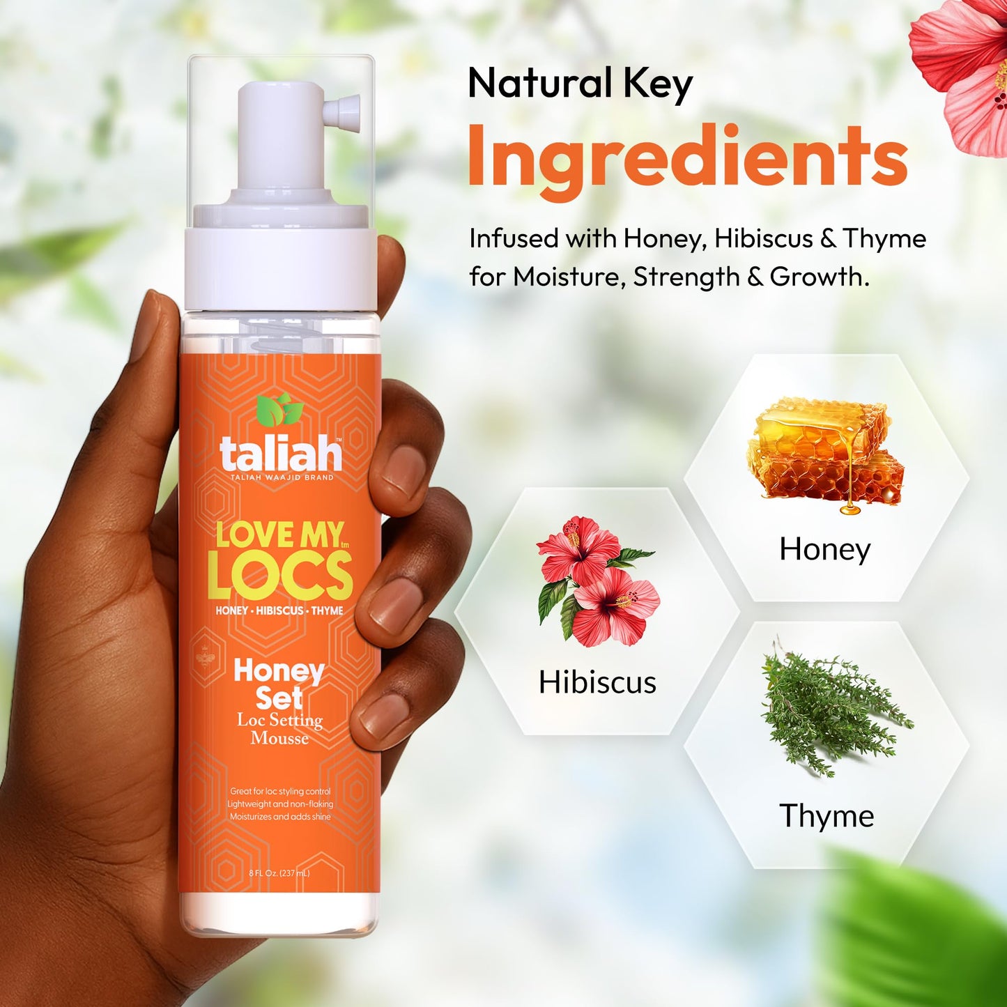Taliah Waajid Love My Locs Honey Set Loc Hair Mousse 8oz - Alcohol-Free, Moisturizing, Firm Hold Mousse for Locs, Twists & Braids, Natural Hair