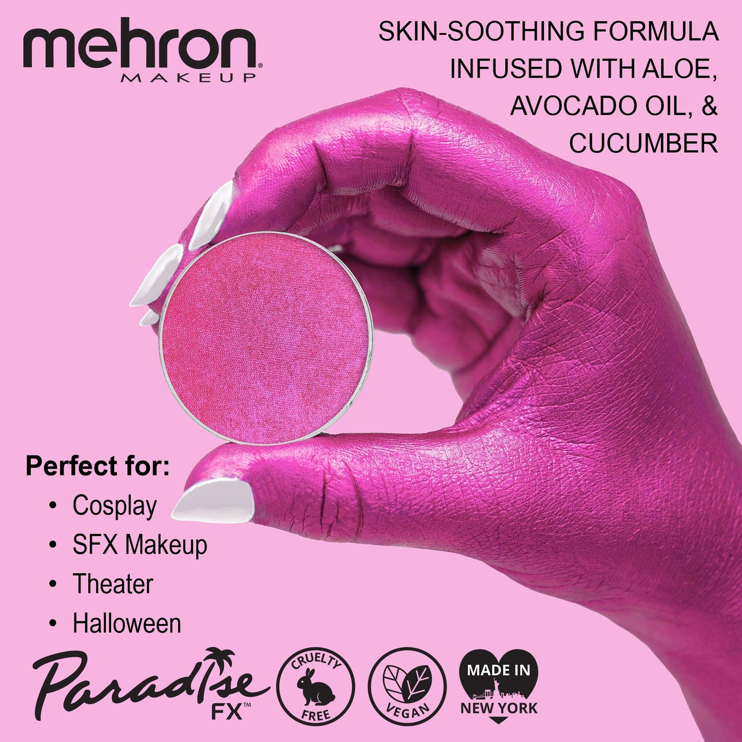 Mehron Paradise FX Metallics - Metallic Fuchsia 0.25 oz | Pro Water-Activated Shimmer Paint for Raves, Costumes, SFX, Halloween, Stage, Screen Beauty and Personal Care Mehron
