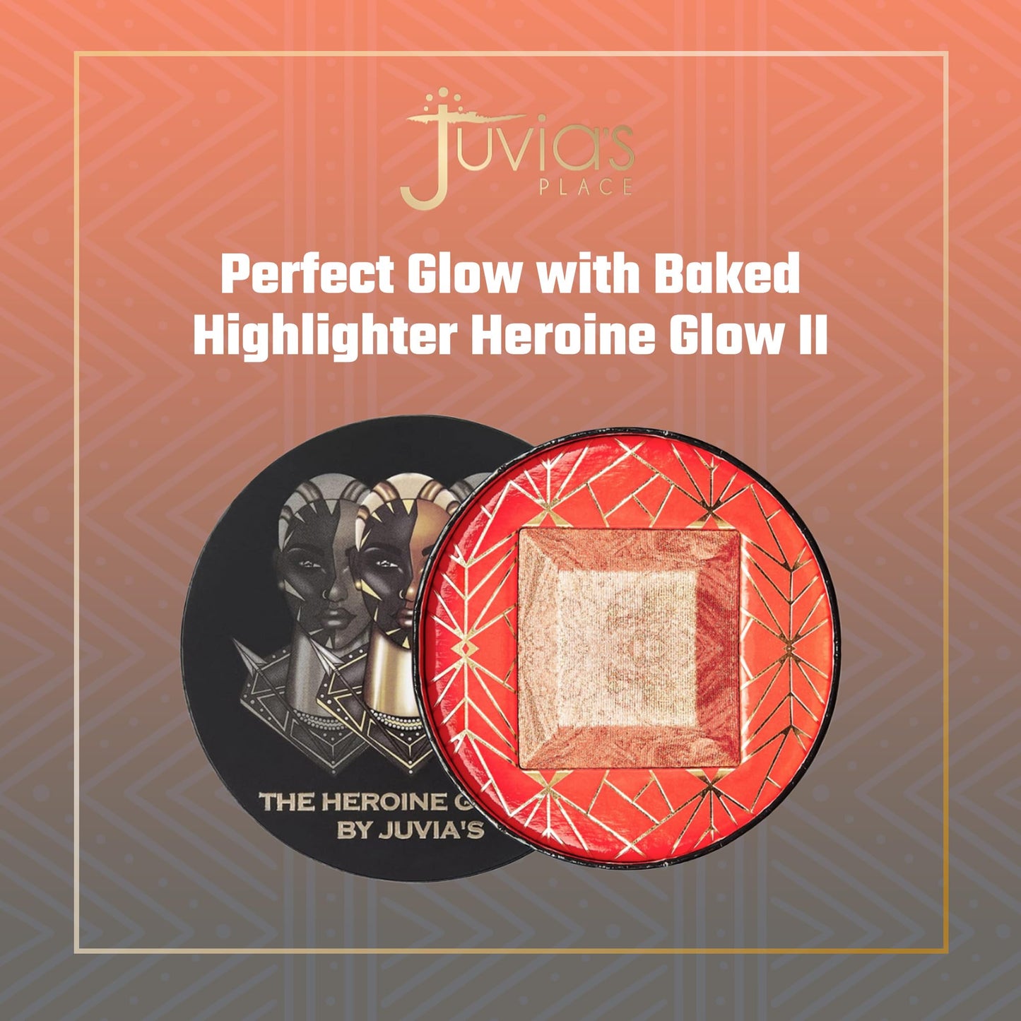 Juvia's Place Highlighter Heroine Glow II - Highlighter Powder, Baked Highlighter, Shimmer Highlighter Makeup, Long-Wearing & Illuminating Cheek