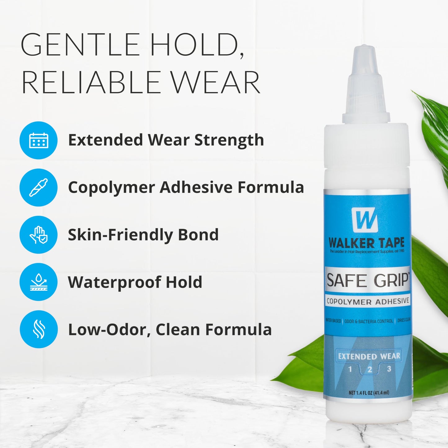 Walker Tape Safe Grip Adhesive 1.4 fl oz Twist Top for Wig Installs, Lace Systems, Toupee Applications, Hair Tape Adhesive Strips, with A Gentle Hold