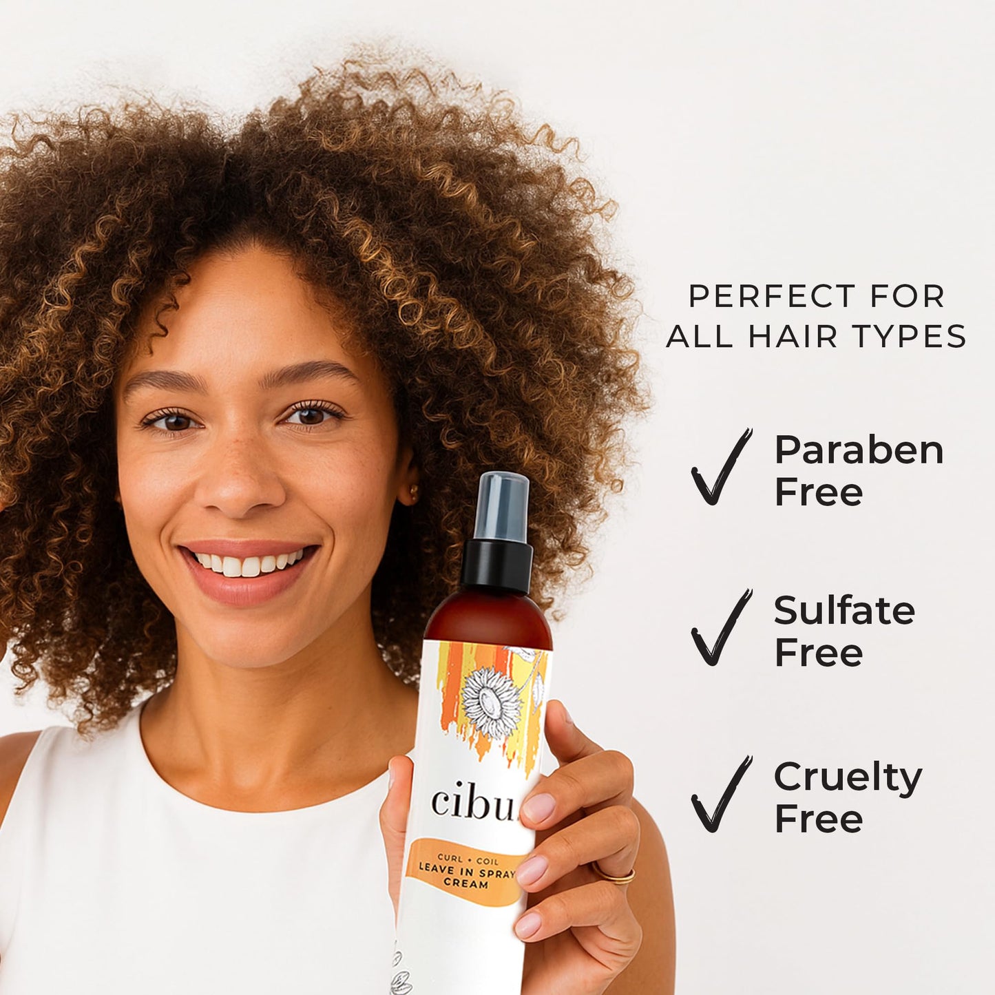 CIBU Curl + Coil Leave In Spray Cream, 8oz - Hair Detangler Spray for Women to Revitalize & Activate Curls and Coils - with Aloe to Replenish