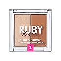 Ruby Kisses Glow & Bronze Highlighter/Bronzer Duo, 2 -in-1 Gel to Powder Illuminating Highlight + Silky Matte Bronzer, Contour & Sculpt for Luminous