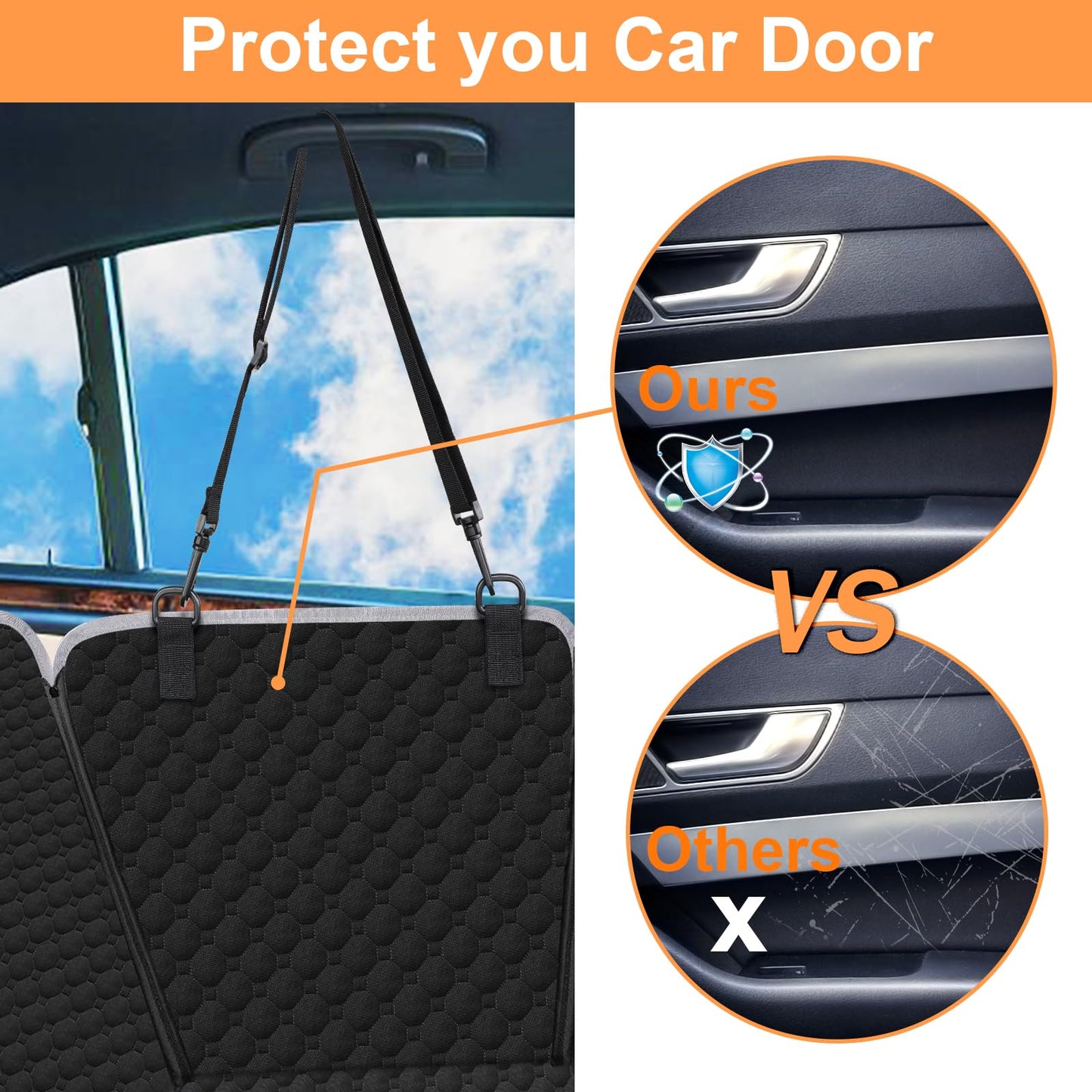Mancro Dog Car Seat Cover – 2025 Upgraded 600D Waterproof & Scratch-Resistant Back Seat Hammock for Dogs, Fits Cars, Trucks & SUVs, Black