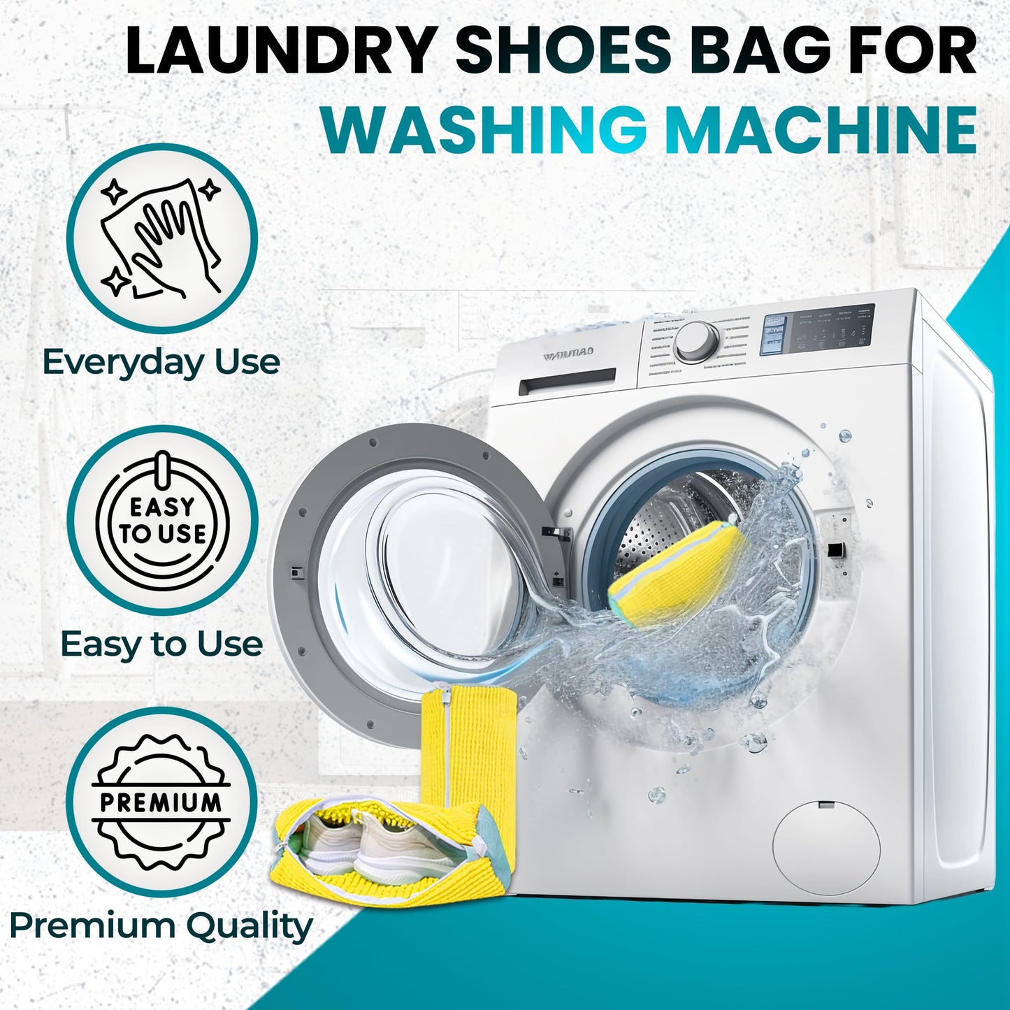 DASZERX 2-Pack Shoe Washing Bags – Reusable 360° Wrap for Washing Machine & Dryer, Protect Sneakers, Boots & Delicate Footwear