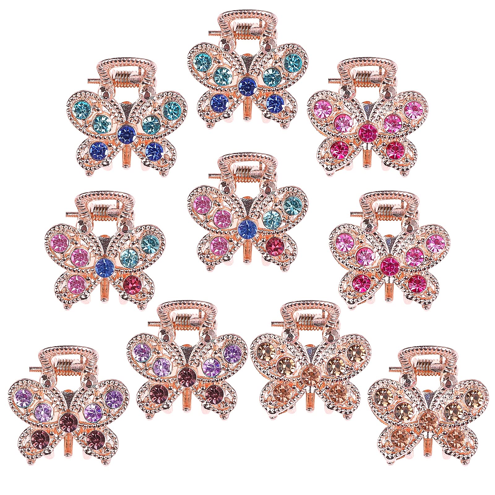QXUJI 10PCS Rhinestone Hair Claw Jaw Clips, Crystal Metal No-slip Hair ...