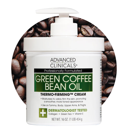 Advanced Clinicals Green Coffee Bean Thermo - Firming Body Lotion | Caffeine Infused Collagen Cream Moisturizer & Body Cream For Women, Stomach, Legs