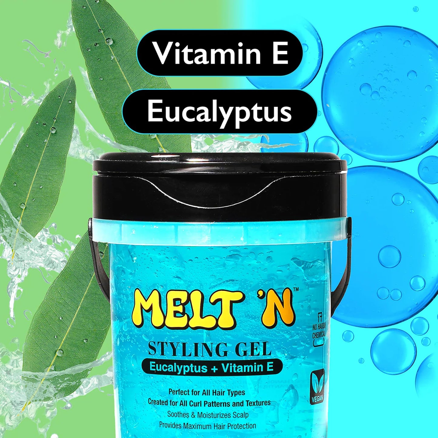 EBIN NEW YORK Melt'n Styling Gel Eucalyptus Oil and Vitamin E 82oz - Strong Hold Styling, Hydrates and Moisturize, Gives High Shine and Refreshing