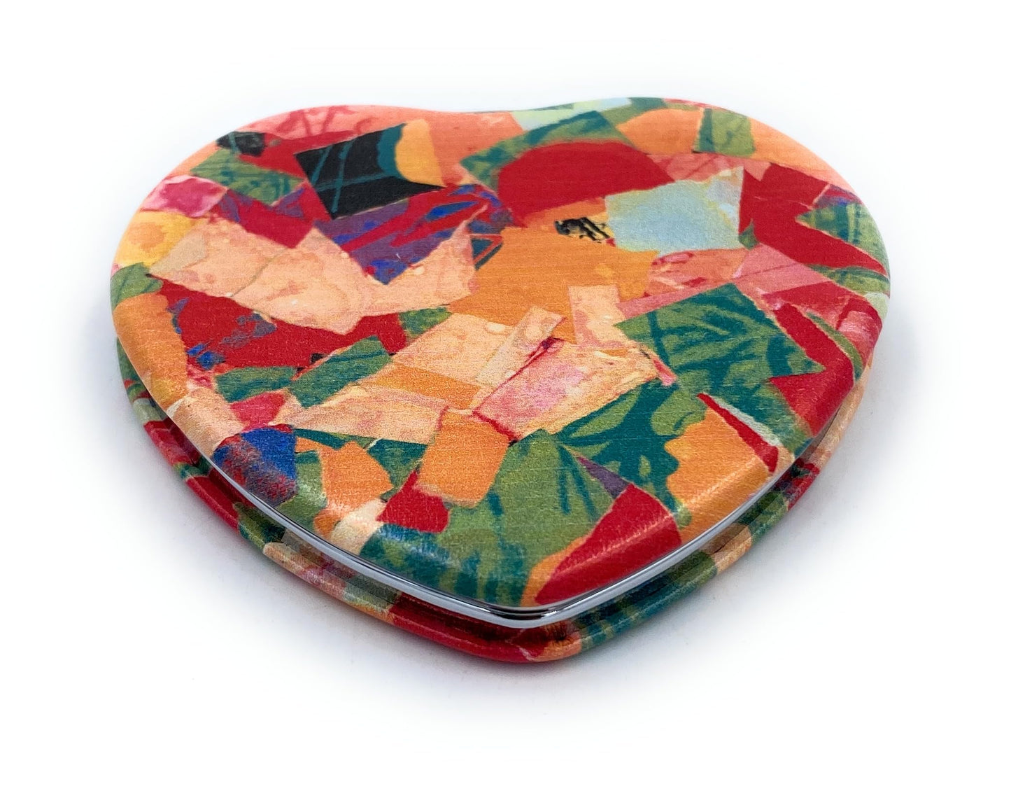 Aeisage Compact Mirror Heart Shape Pocket Mirror Floral Purse Mirror Small Travel Mirror Abstractive Art Print Meaningful Gift for Women