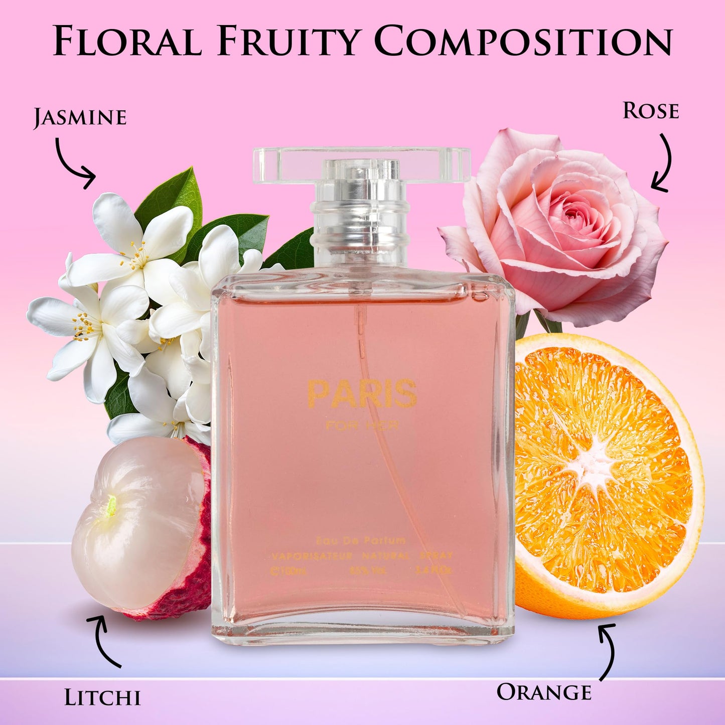 NovoGlow Paris For Her Eau de Parfum Spray Perfume, Fragrance For Women-Daywear, Casual Daily Cologne Set with Deluxe Suede Pouch- 3.4 Oz Bottle
