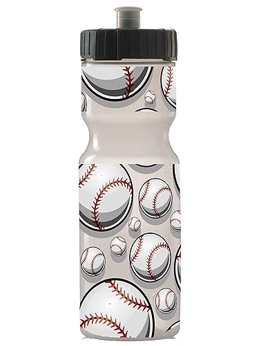 50 Strong 22oz Kids Sports Squeeze Water Bottle - BPA-Free with Pull Top Cap - Durable & Reusable for School, Boys & Girls - Made in USA - Baseball