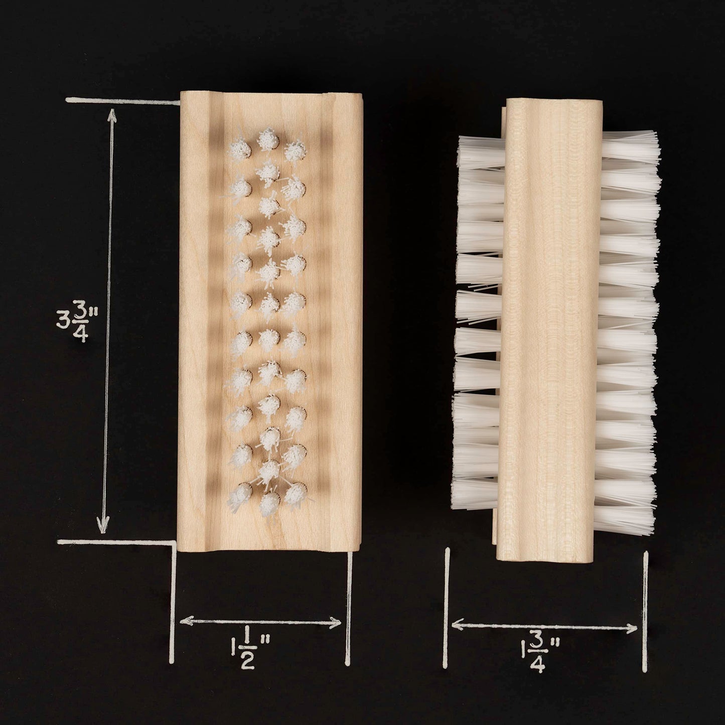 Konex Non-Slip Wooden Two-sided Hand and Nail Brush - Stiff Bristle Fingernail Brushes for Cleaning Under Nails - Heavy Duty Fingernail Brush Beauty and Personal Care KONEX