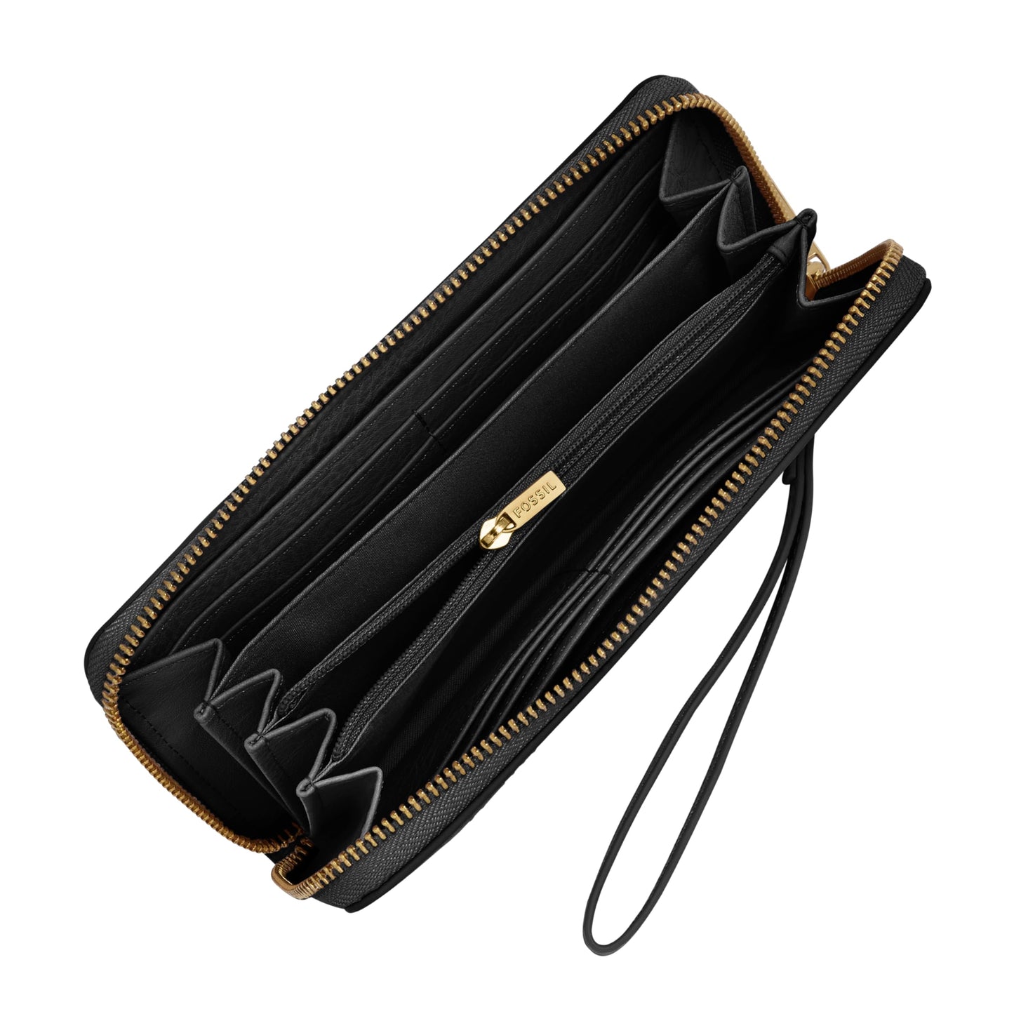 Fossil Logan Zip Around Clutch Wallet, Black