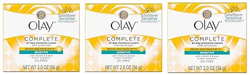 Olay Face Moisturizer, Complete All Day Moisture Face Cream with Sunscreen, SPF 15, Sensitive Skin, 2 Oz (Pack of 3)