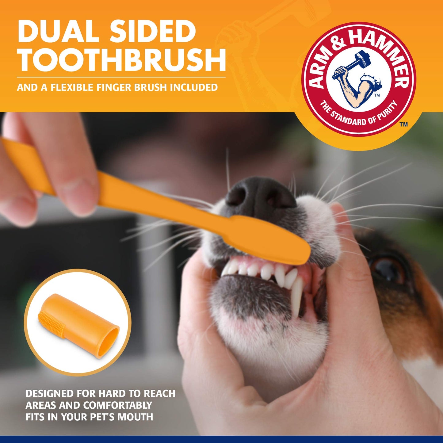 Arm & Hammer Dog Tartar Control Kit – Toothpaste, Toothbrush & Fingerbrush, Reduces Plaque, Safe for Puppies, Beef Flavor