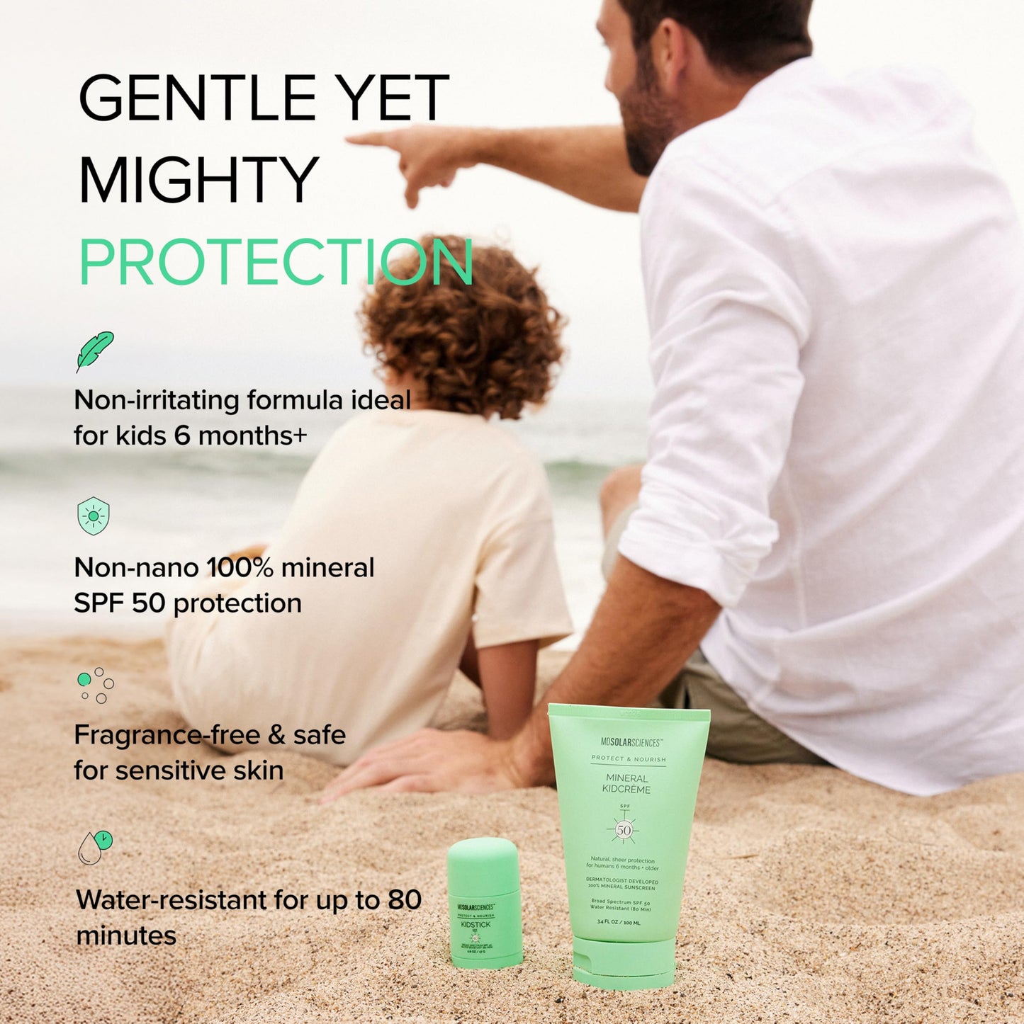 MDSolarSciences Mineral KidCrème SPF 50 | Gentle Kids Sunscreen | Zinc Oxide & Squalane Formula | Water-Resistant Fragrance-Free Protection | 3.4 Fl