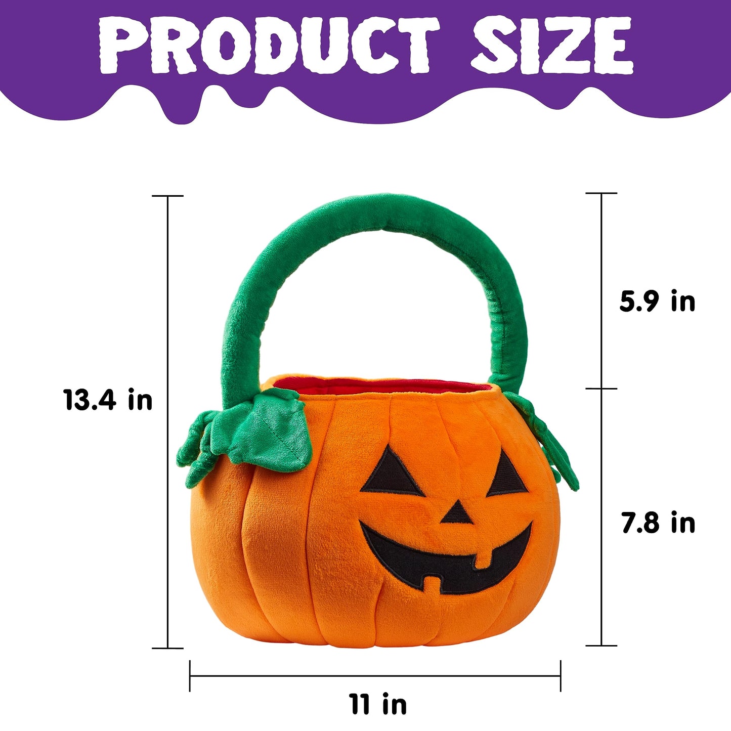 JOYIN Halloween Pumpkin Plush Tote Bucket, 11 X 13.4 inches Candy Trick or Treat Bag, Cute Halloween Basket with Handle for Kids Girl Boy Trick or…