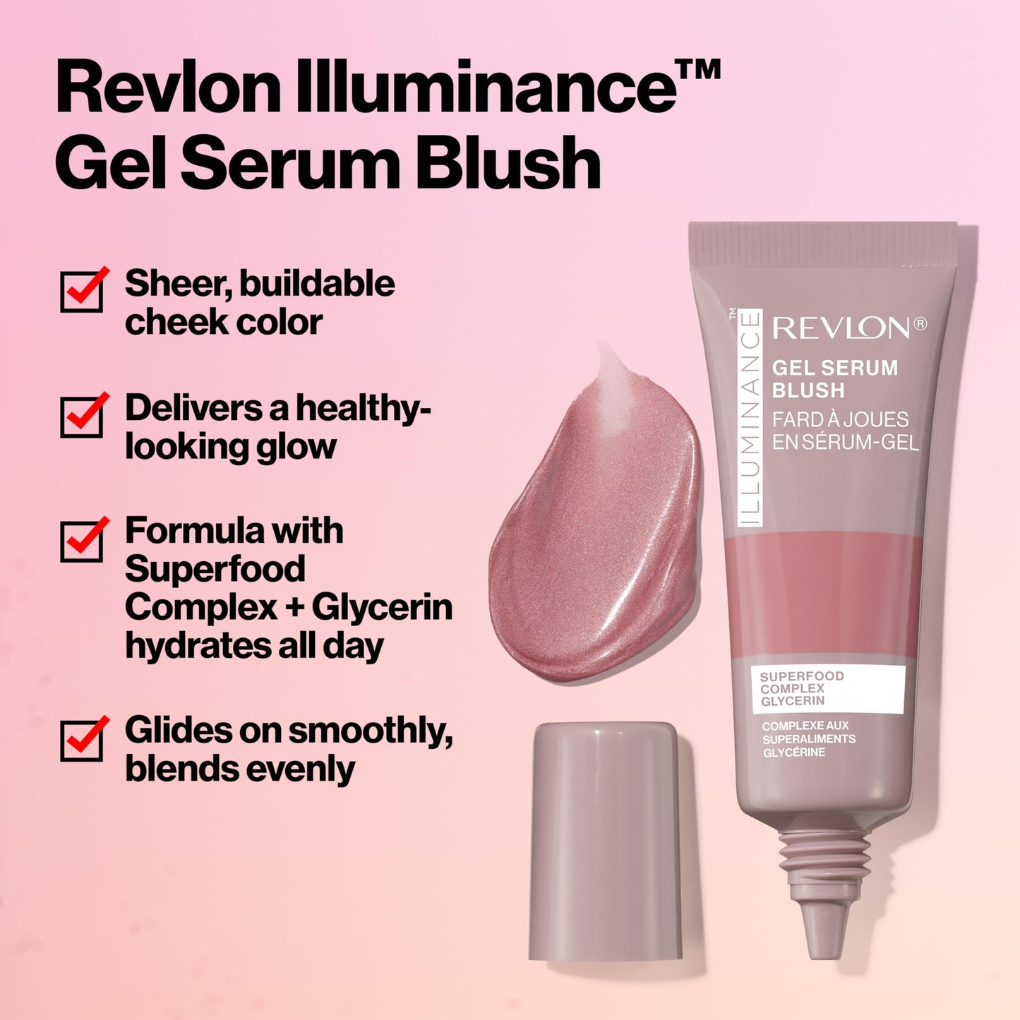 Revlon Illuminance Gel Serum Blush, Visibly Plump Cheeks, Dewy Finish and Hydrates All Day, 130 Beaming Coral, 0.37 fl oz.