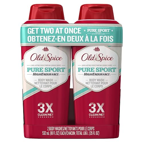Old Spice High Endurance Pure Sport Scent Men's Body Wash Twin Pack, 36 Fluid Ounce