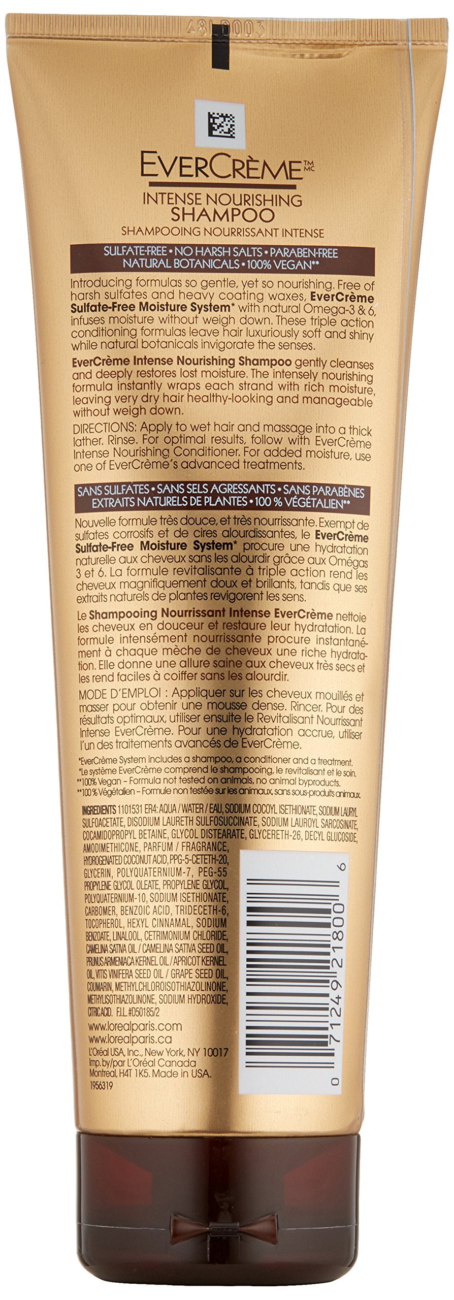 L'Oreal Evercreme Intense Nourishing Shampoo, 8.5 Fluid Ounce