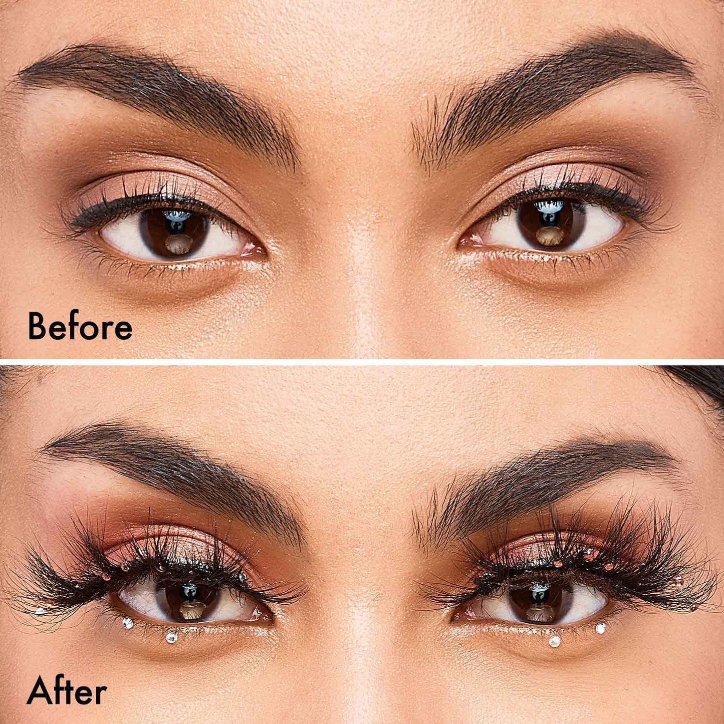 Vluxe by iEnvy Lashes with Rhinestones Masterpiece Mink Lashes, Diamond False Eyelashes (Golden Phantom)