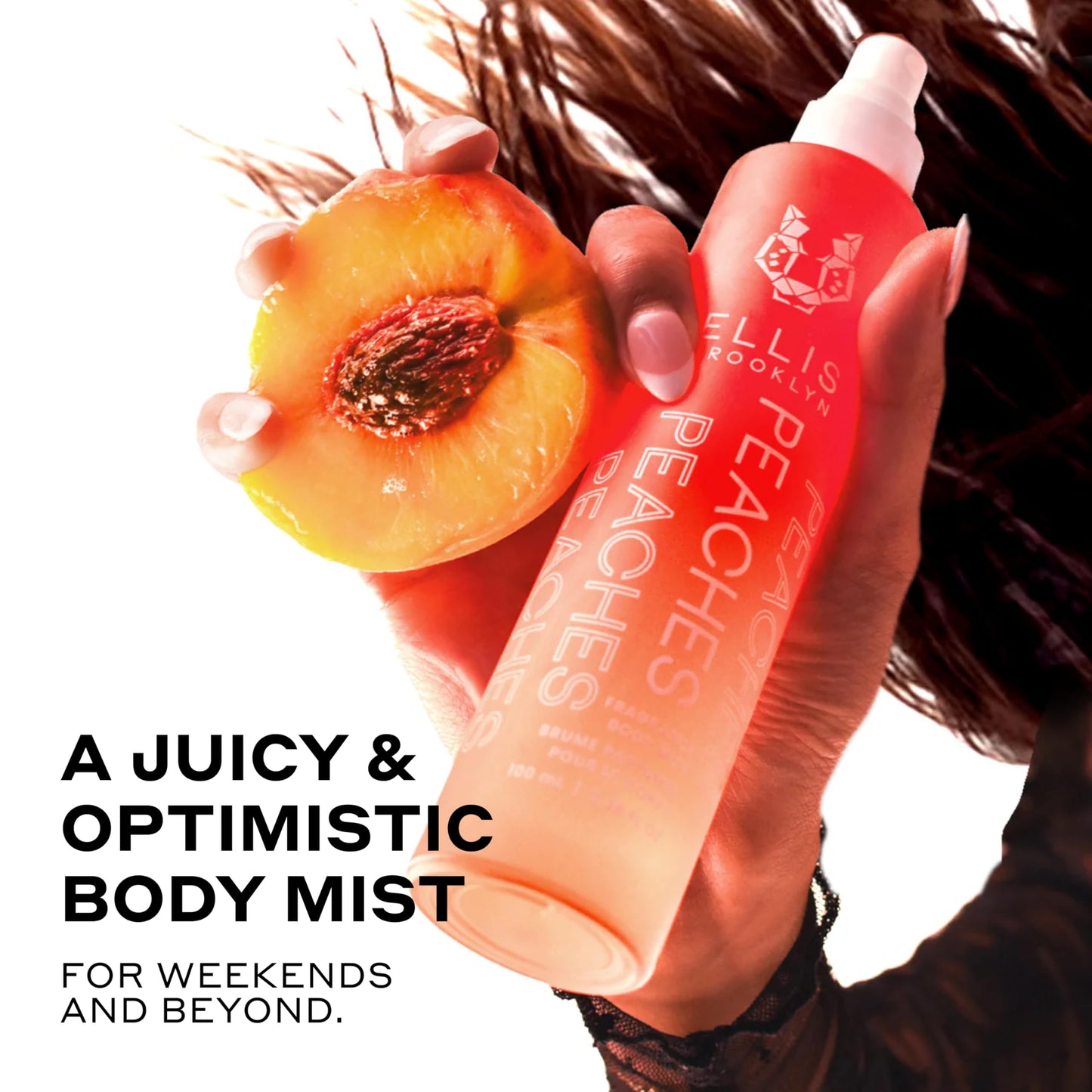 Ellis Brooklyn PEACHES Fragrance Mist - Fruity Floral Perfume Mist For Women with Sweet Peach, Rosebud, & Sandalwood, Vegan Perfume Made In The USA,