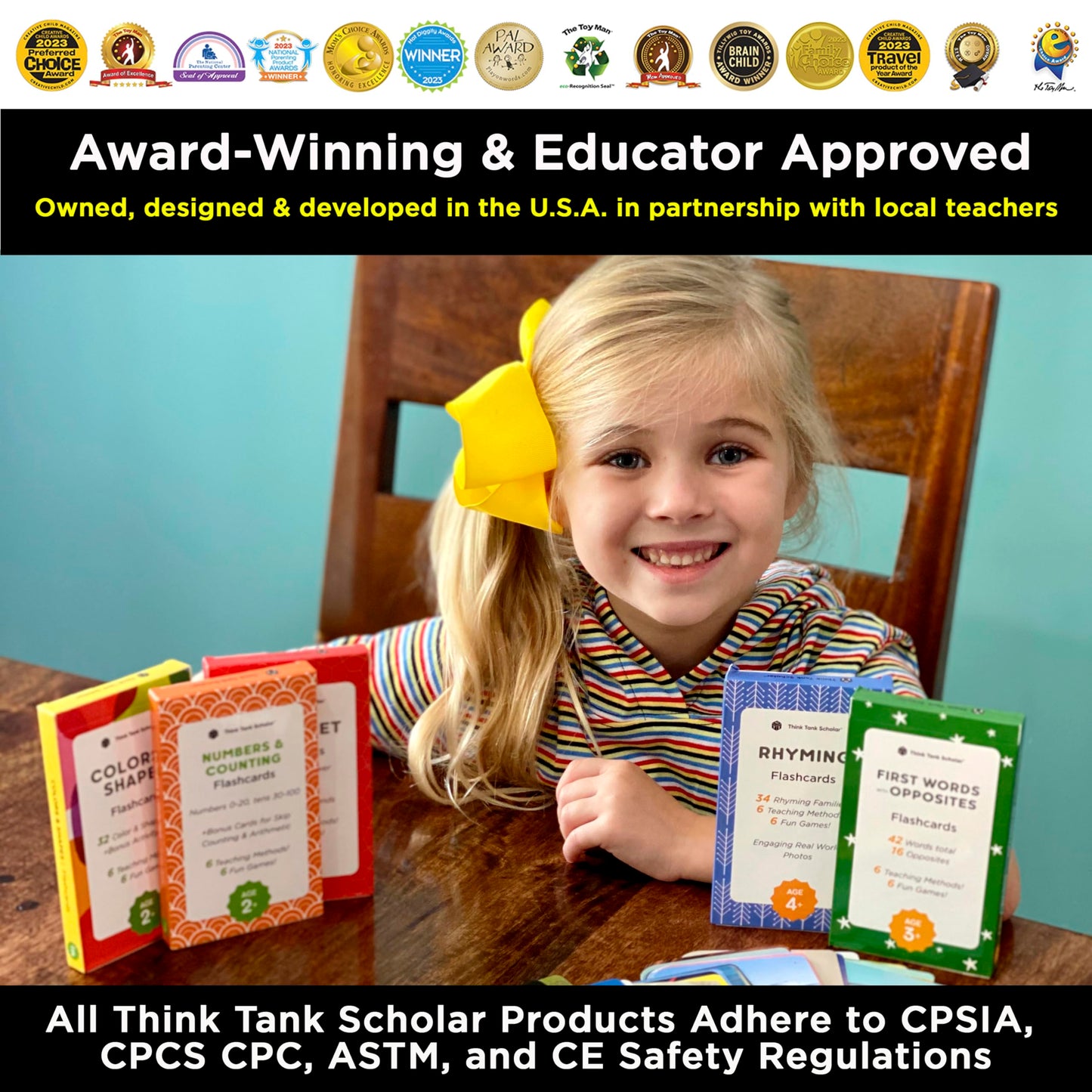 Award-Winning Preschool & Kindergarten Flash Cards | 5-Deck Set with 180 Jumbo Cards | Learn Alphabet, Numbers, Colors, Shapes & More Ages 2–5