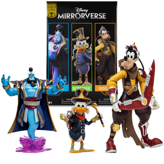 McFarlane Toys - Disney Mirrorverse Genie 5in Scrooge McDuck 5in and Goofy 7in, Action Figure 3pk, Gold Label, Amazon Exclusive