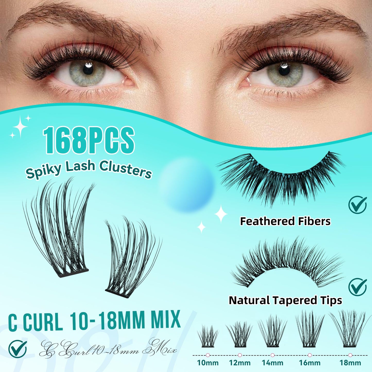 Manga Lash Clusters Fairy Eyelash Extension DIY 168pcs C Curl Anime Lashes Extensions Wispy Eyelashes Cluster with Thin Band Individual Lashes False Beauty and Personal Care AMZGIRL LASH