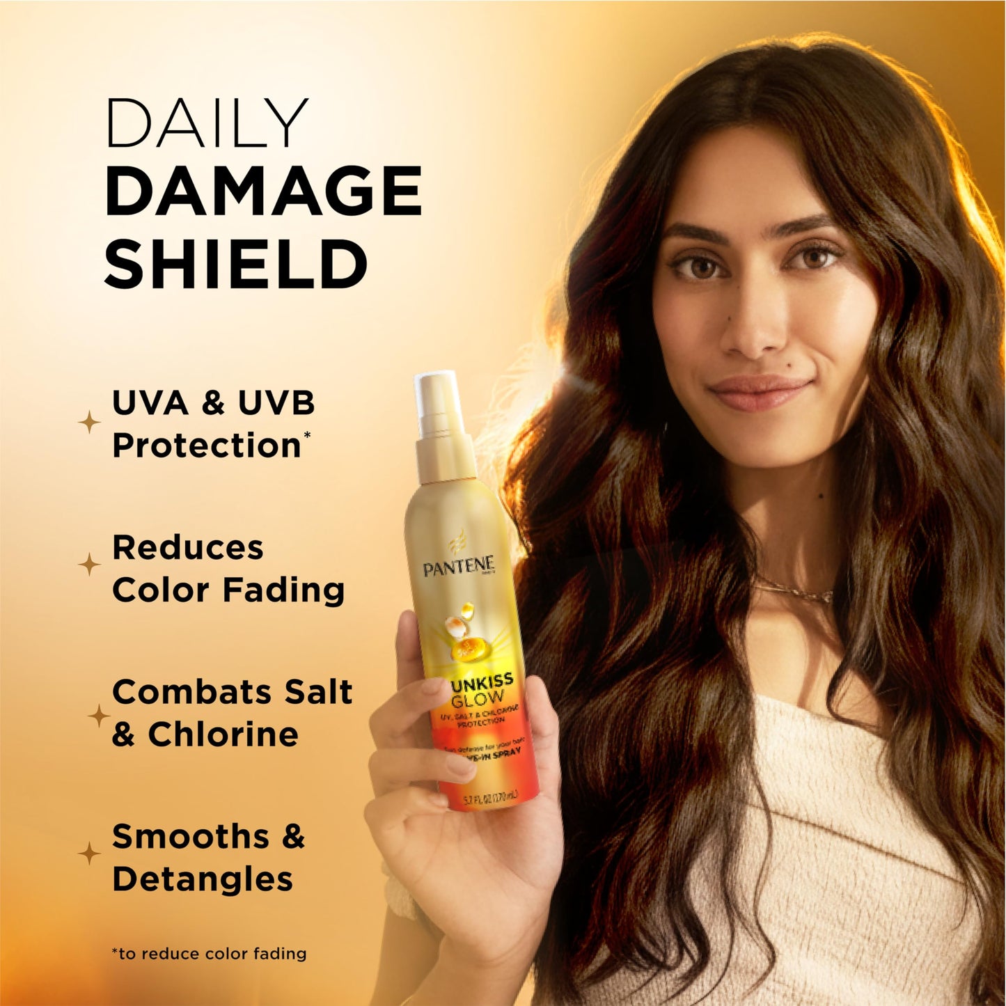 Pantene Sunkiss Glow Multitasking Spray, UV Hair Protection, Repairs Damage, Leave-In Conditioning Treatment, 5.7 oz Beauty and Personal Care Pantene