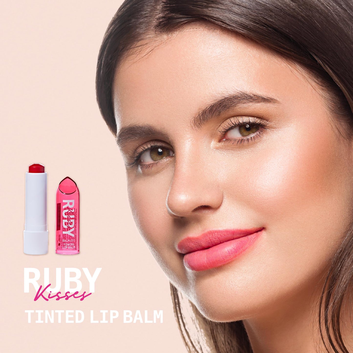 Ruby Kisses Balm Up Tinted Lip Balm, Non-Greasy Hydrating Formula, Nourishing Coconut Core & Vitamin E Infused, Lip Care with Natural Shine
