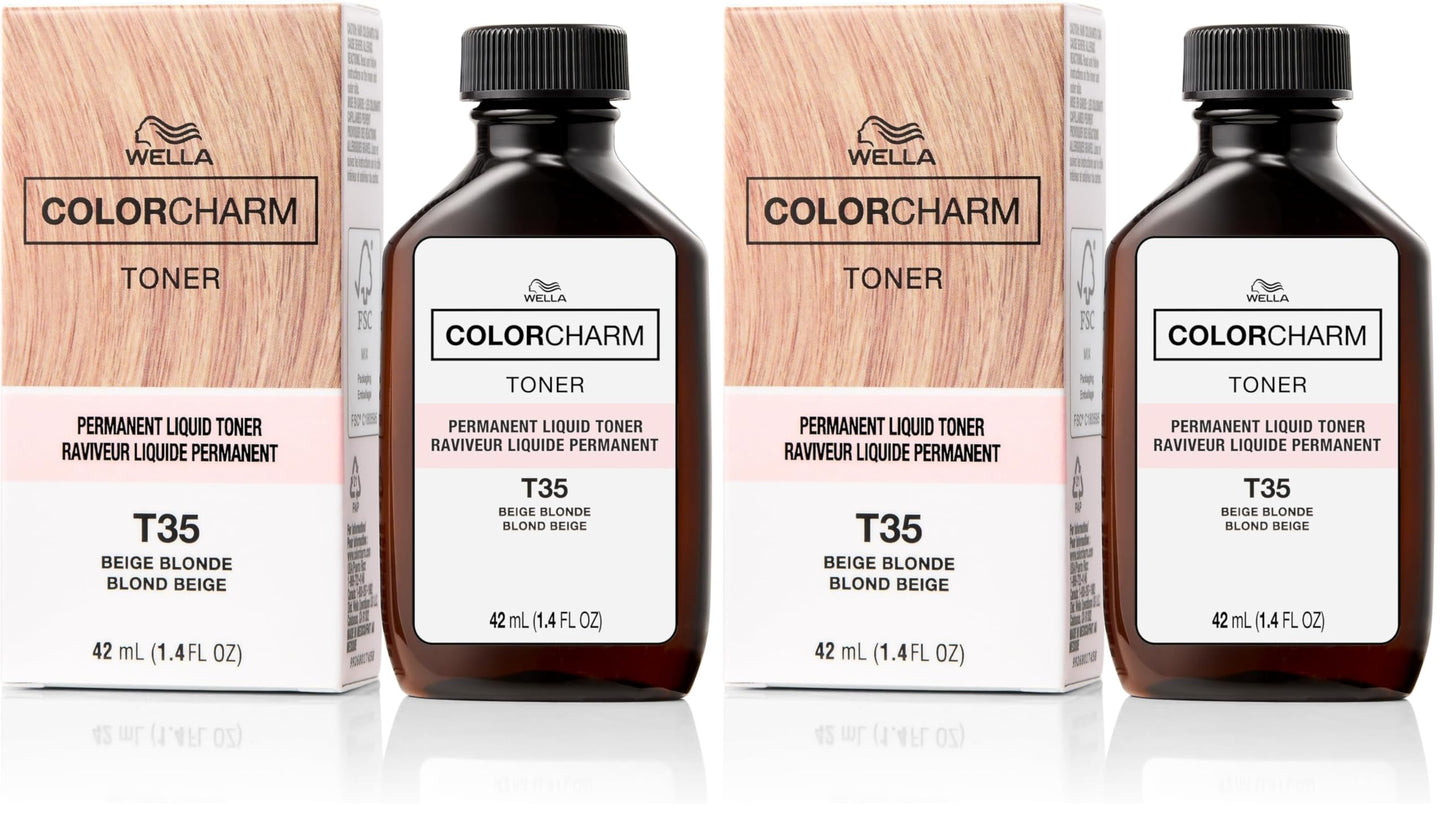 WELLA Color Charm Hair Toner, Neutralize Brass With Liquifuse Technology, T35 Beige Blonde, 1.4 oz (Pack of 2) Beauty and Personal Care COLORCHARM Default Title