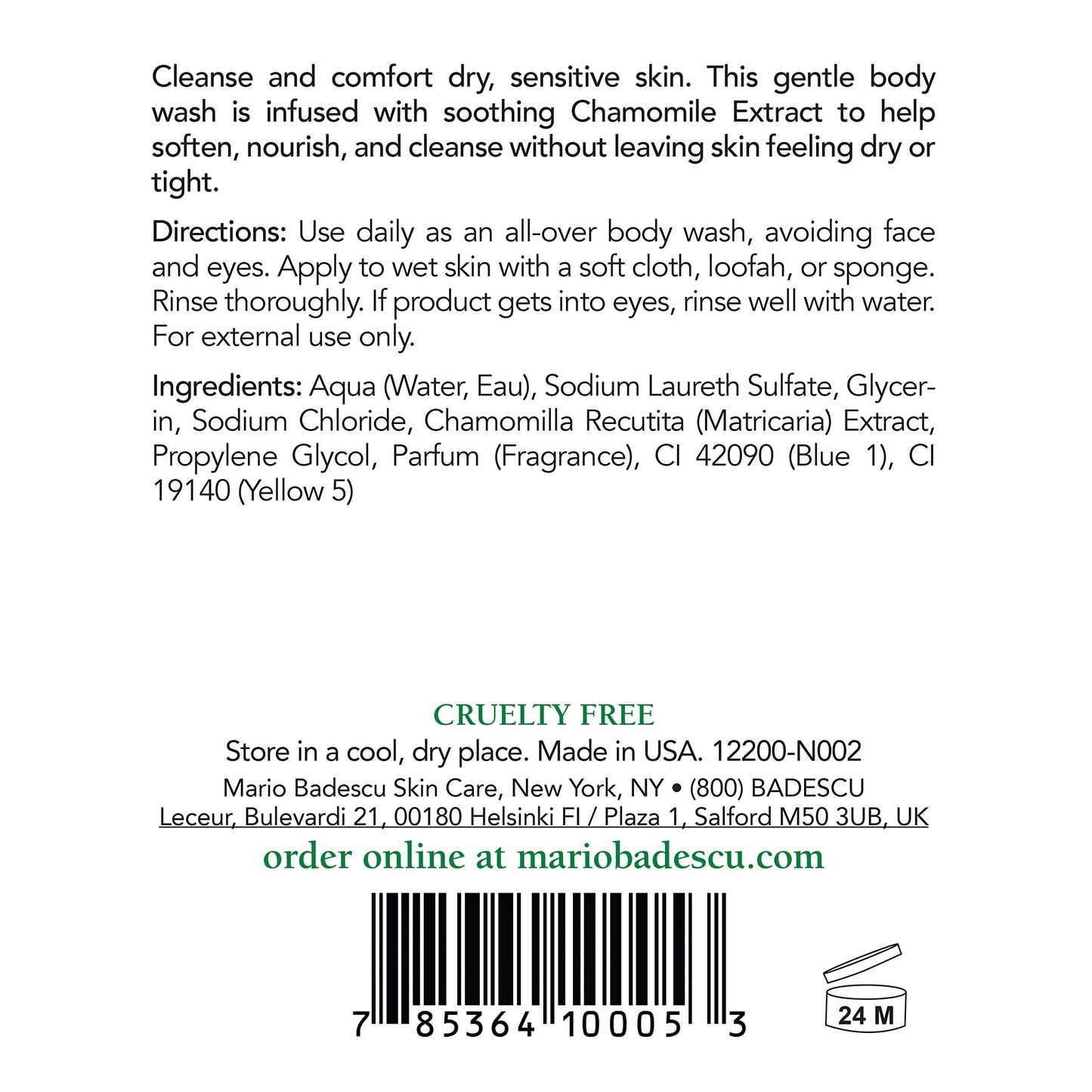 Mario Badescu Azulene Body Soap, Gentle Bath Wash to Soften, Nourish & Cleanse, Comforting Chamomile-Infused Formula for Dry or Sensitive Skin, 8 Fl