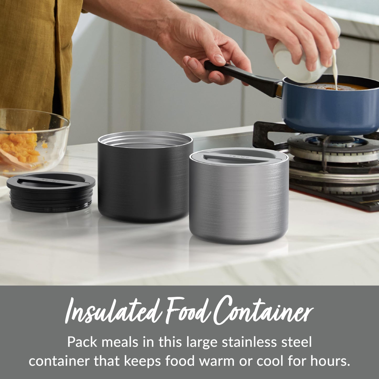 Bentgo Stainless Insulated Food Container - 2.4 Cups (19 oz), Triple-Layer Insulation, Vacuum Seal, Leak-Proof, Built-In Handle, Wide Opening…