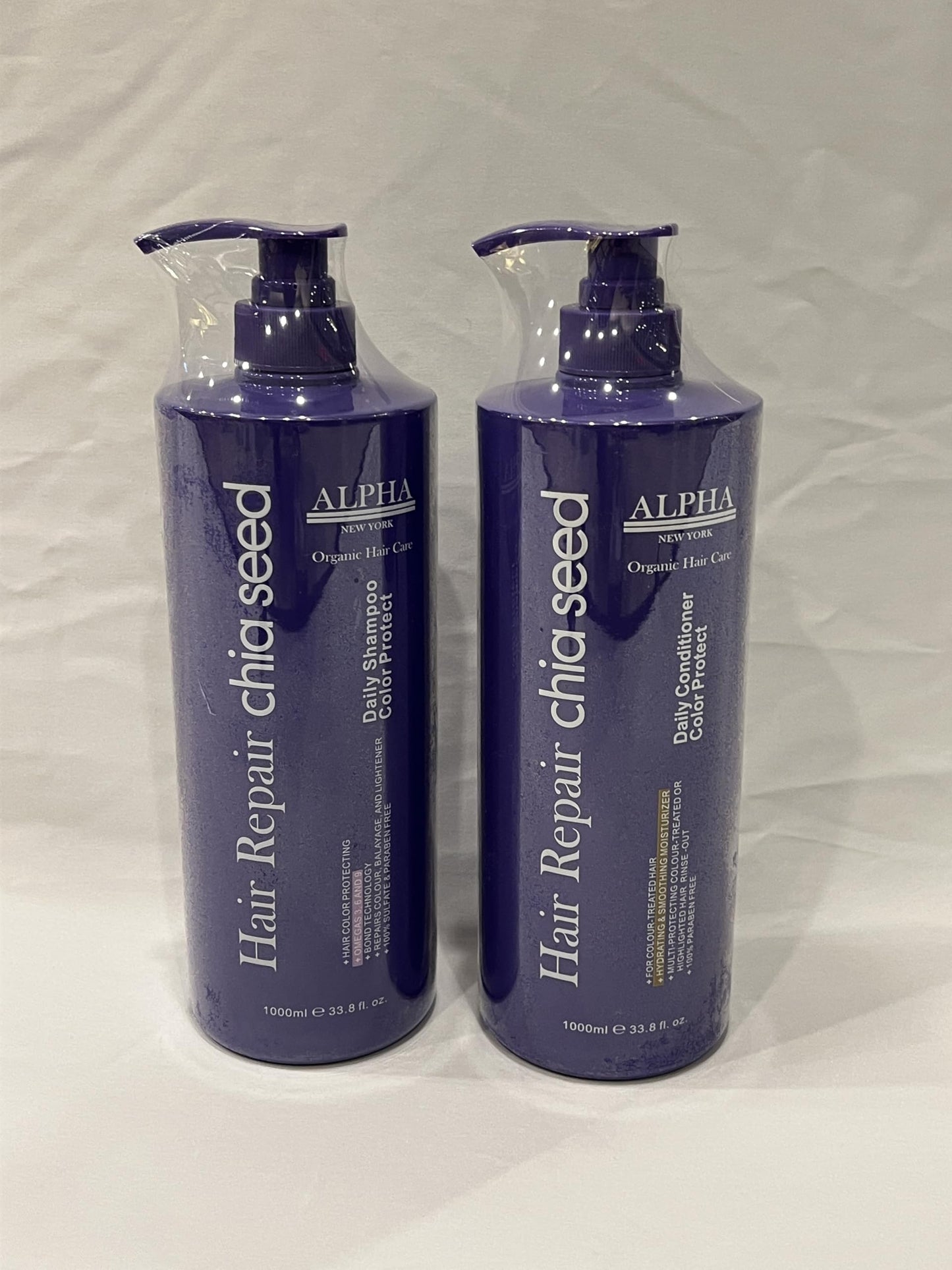 Alpha New York Purple Shampoo and Conditioner Set, Color Protect with Chia Seed, 1000ml