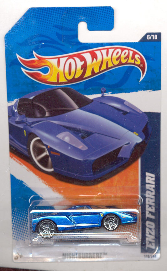 Hot Wheels 2011-116/244 Nightburnerz 6/10 BLUE Enzo Ferrari 1:64 Scale