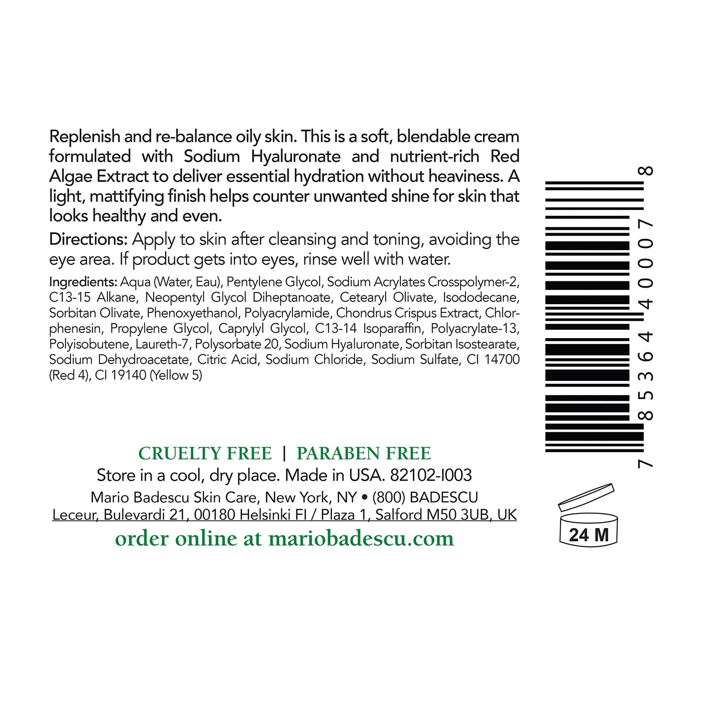 Mario Badescu Control Face Moisturizer for Women and Men with Matte Finish, Ideal Facial Moisturizer for Oily or Sensitive Skin, Lightweight