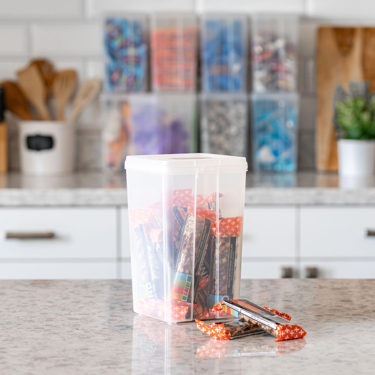 IRIS USA Vertical Plastic Flip Top Storage Containers Bins with Lids for Pantry, Home, Office, Organization, Medium, Stackable Hinged Organizer…