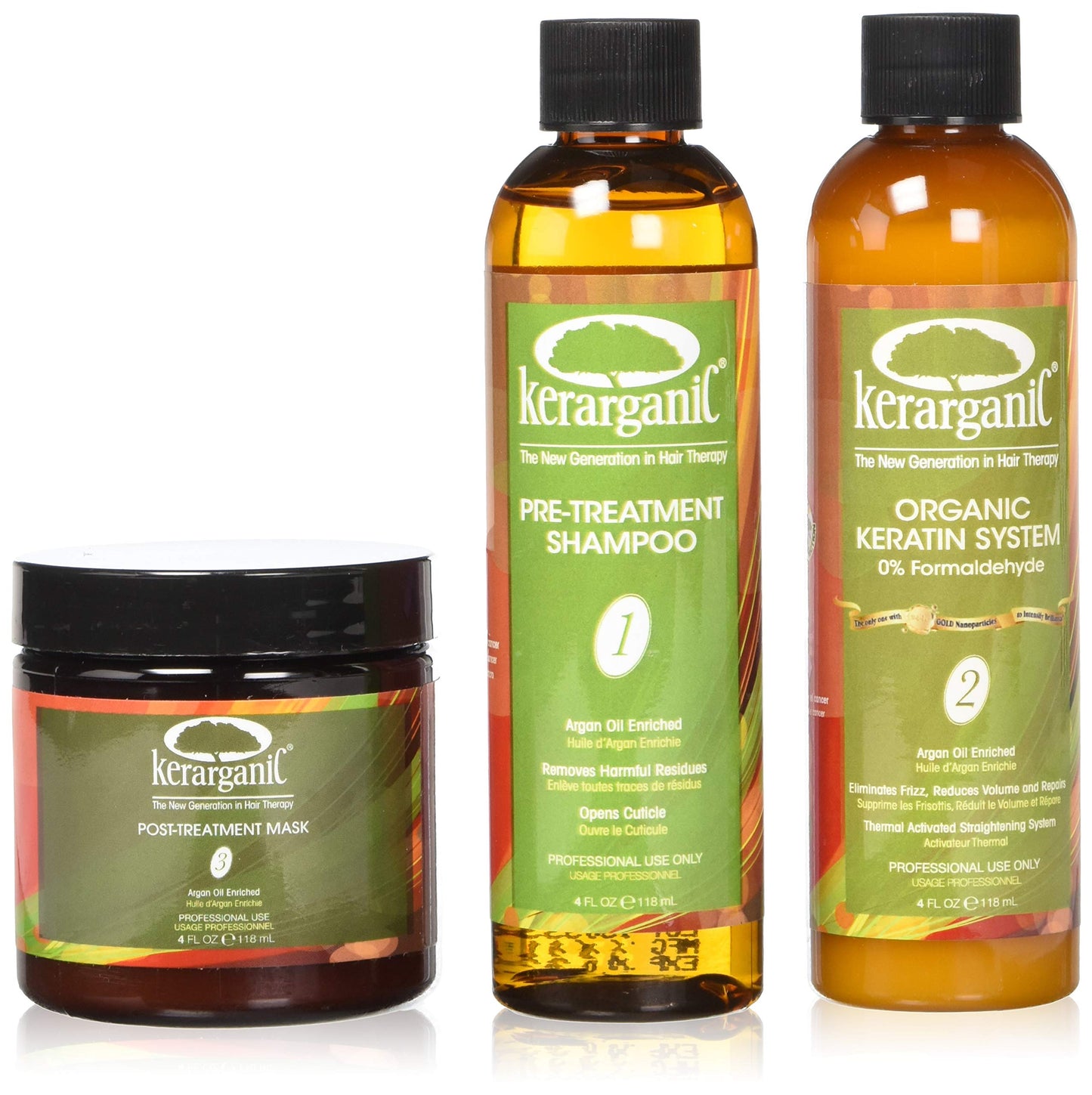 KERATIN TREATMENT SET - ORGANIC - FORMALDEHYDE FREE - 4-oz