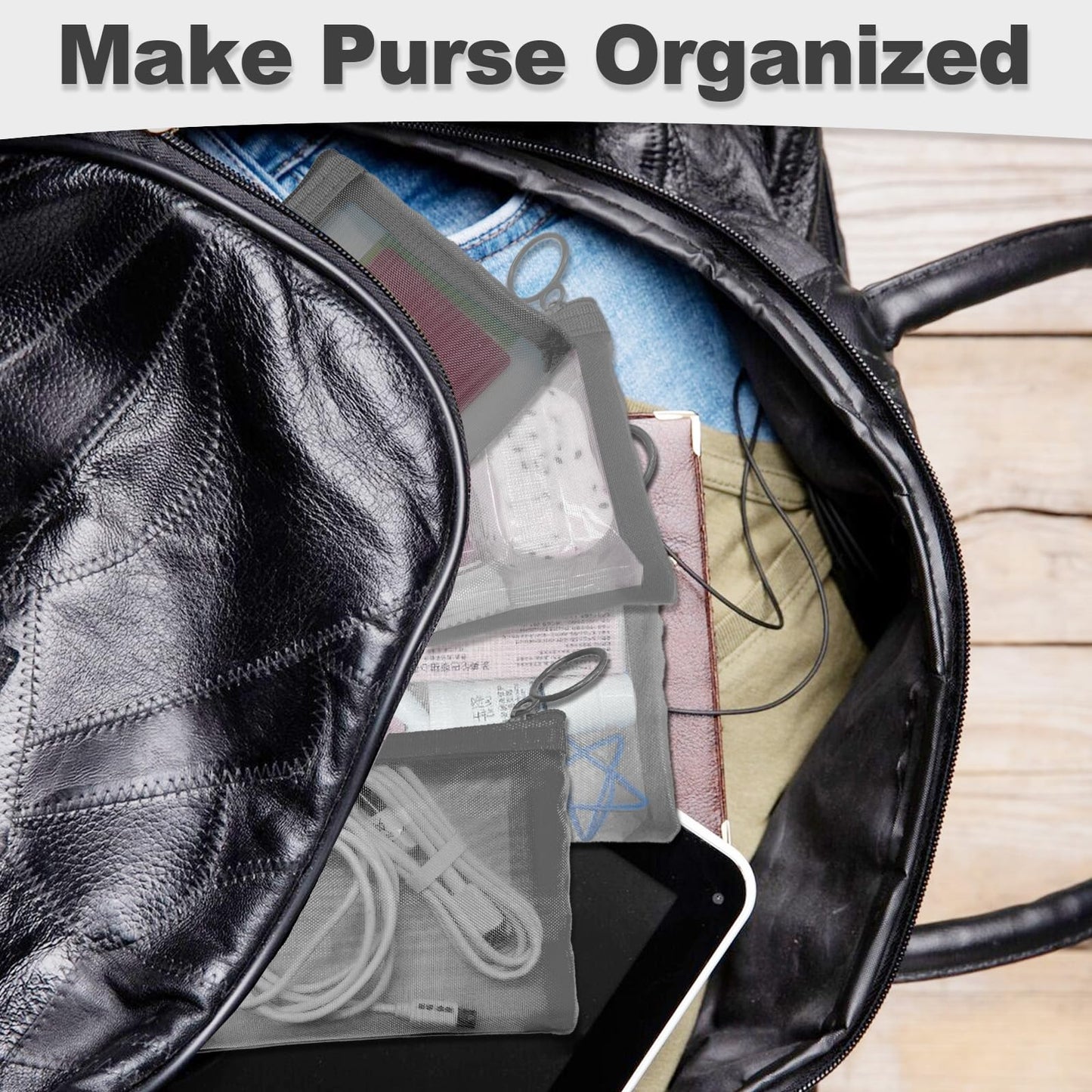 CarryEpic Mesh Bags with Zipper (6 Pack), Nylon Makeup Bag Cosmetic Pouches Travel Organizer Case for Purse Diaper Bag Home Organizing Multi Size Beauty and Personal Care CarryEpic
