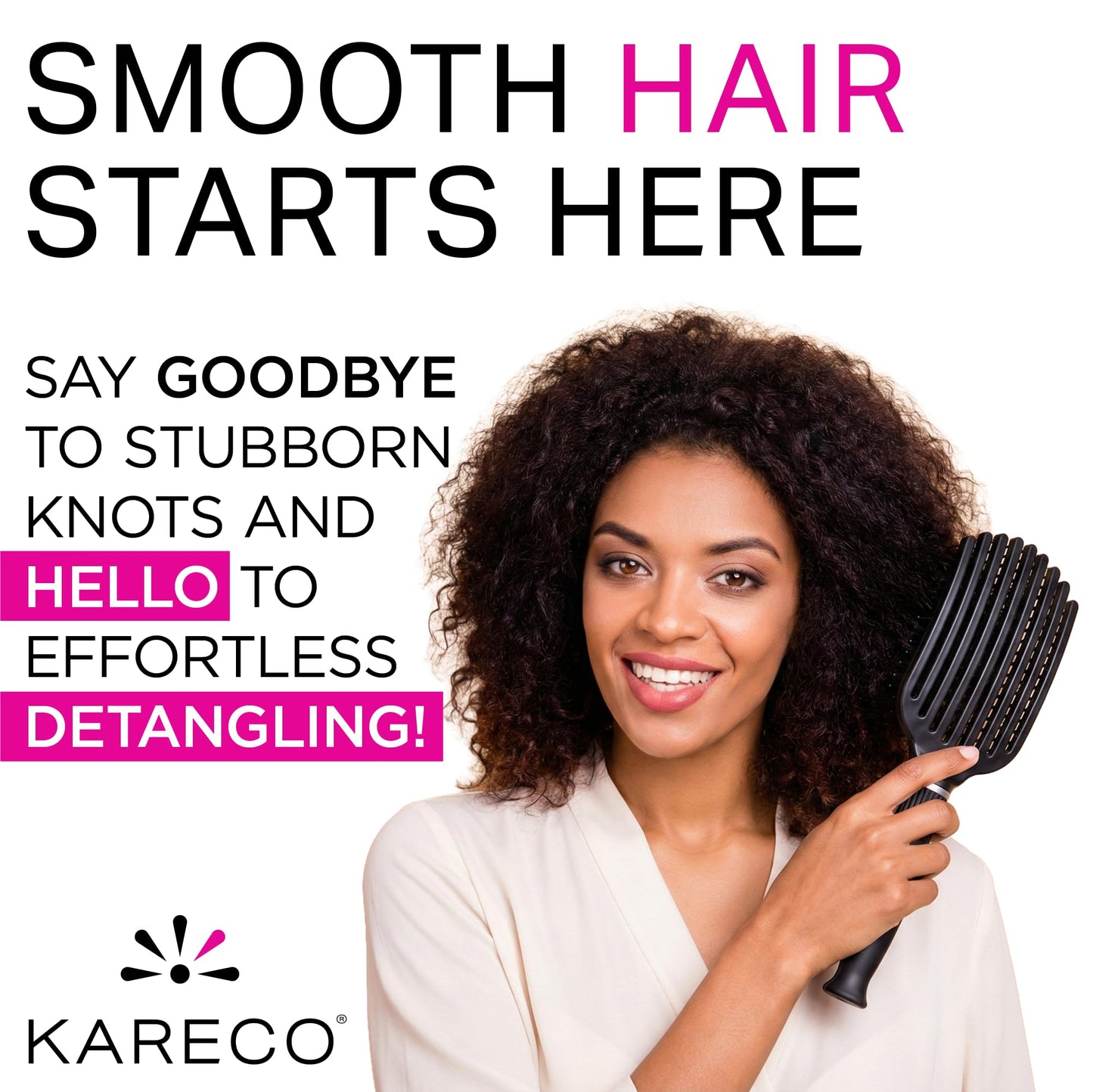 Premium Tangle Buster Brush - Soft Nylon Travel-Friendly Bristles - Long Durable Rubber Handle - Ideal for Wet and Dry Hair & Easy Grooming, Cashmere
