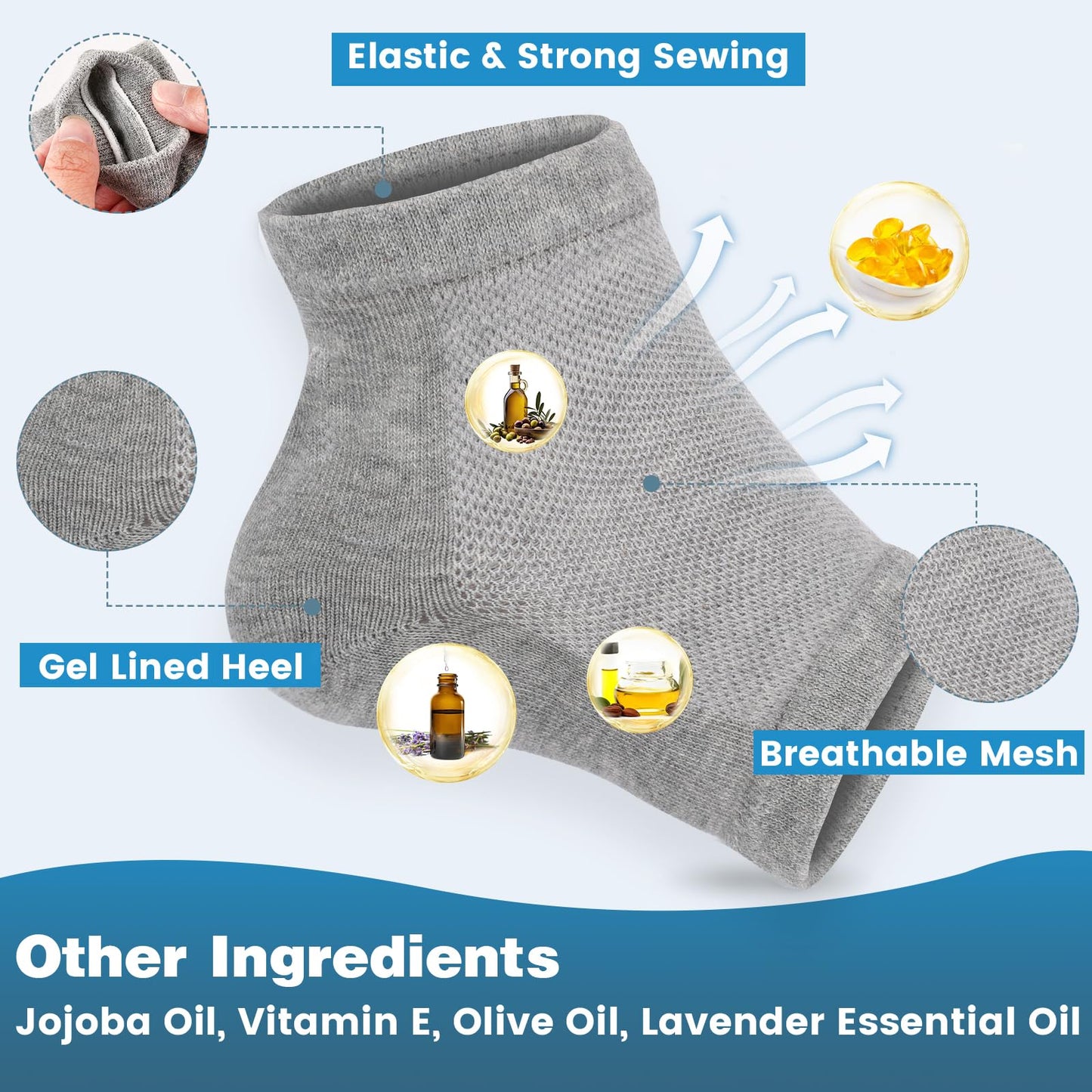 TEAWOO 6 Pairs Moisturizing Heel Socks for Cracked Heel Treatment, Foot Care Toeless Socks to Soften and Hydrate Dry Cracked Feet Heels, Cracked Heel Beauty and Personal Care TEAWOO
