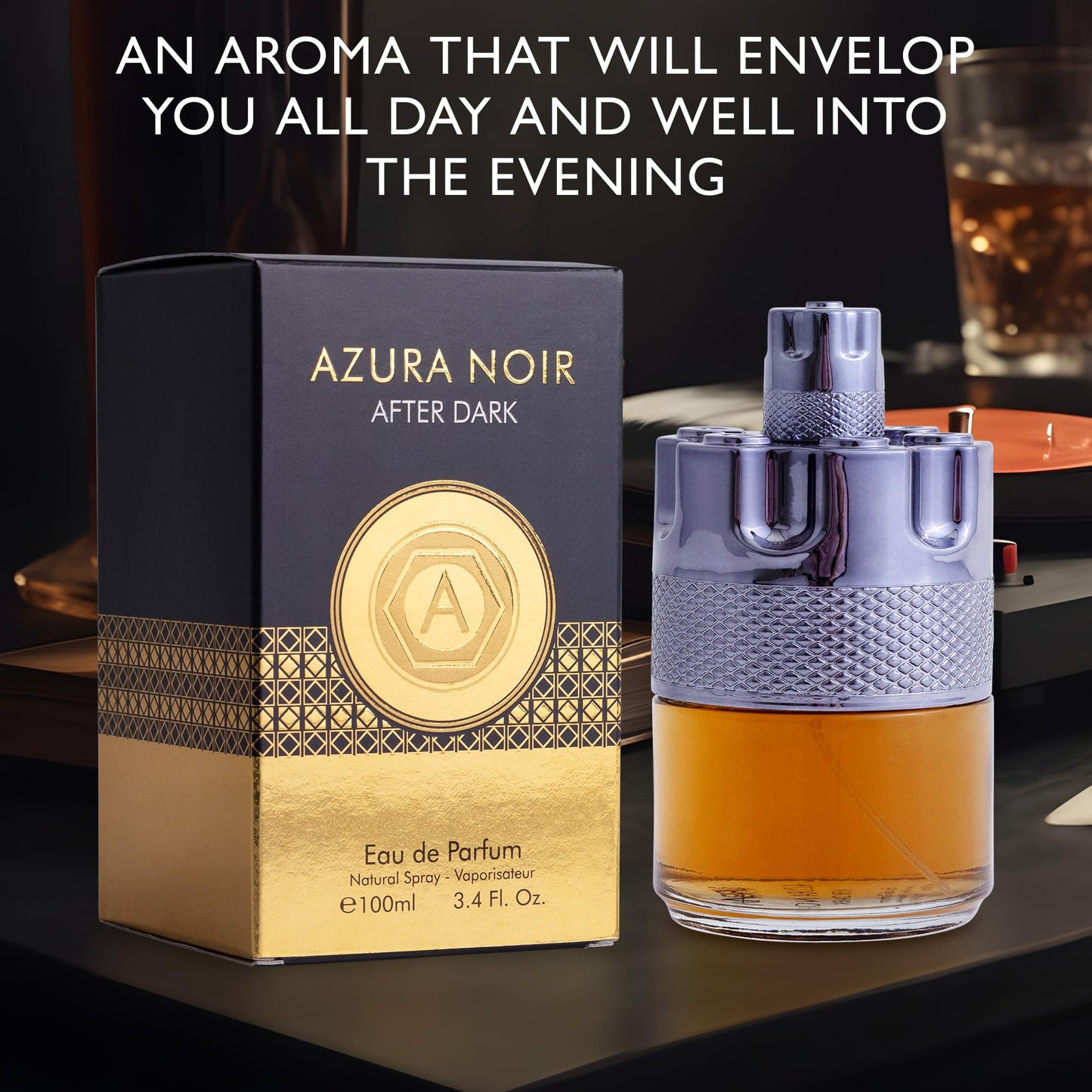 Azura Noir After Dark Eau De Parfum for Men - Woody Spicy Fragrance - Long-Lasting Cologne Choice For Daily Wear - Top Notes of Lemon, Mandarin