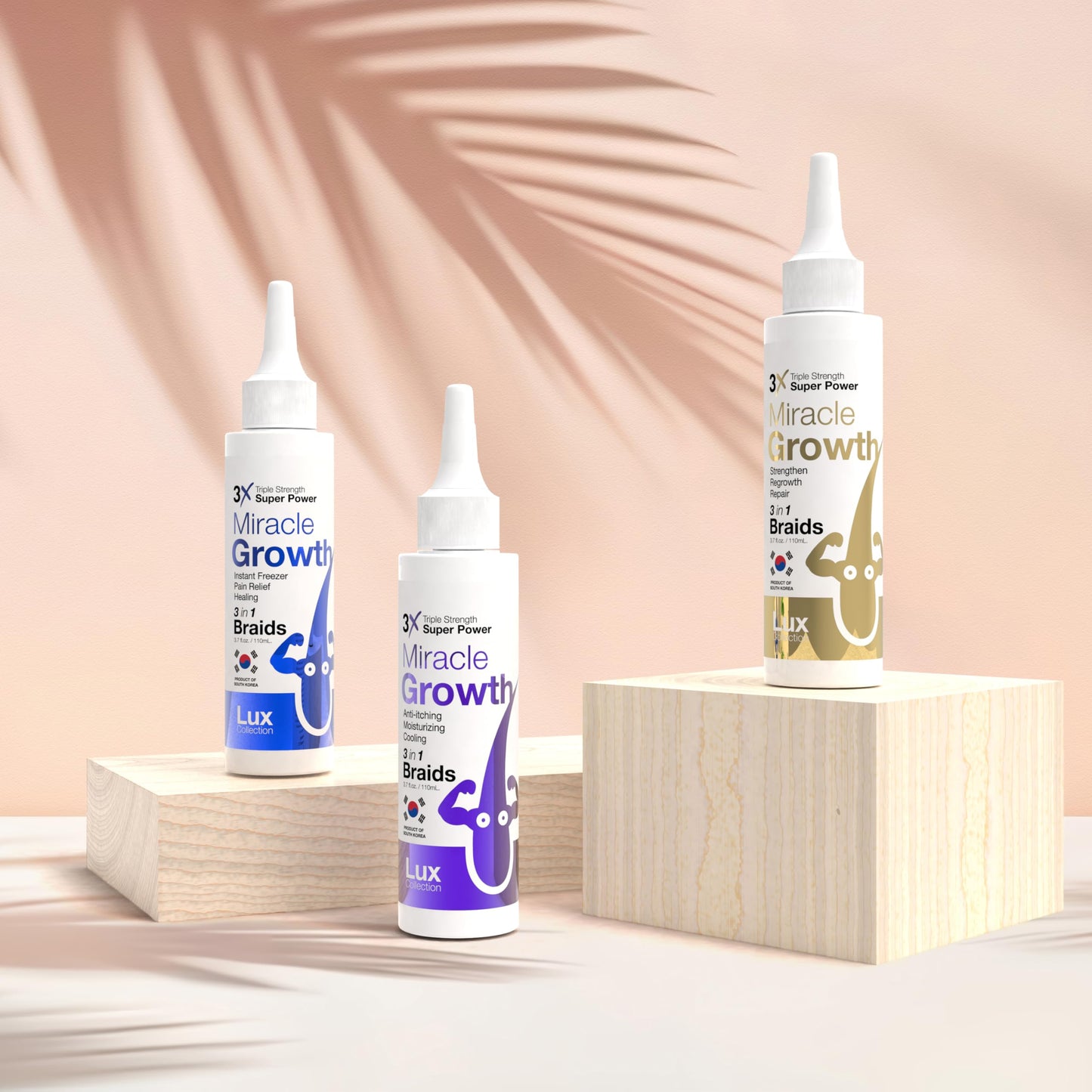 Lux Collection Miracle Growth Hair Oil Triple Strength Super Power 3 in 1 Braids Moisturizing Cooling Scalp Oil